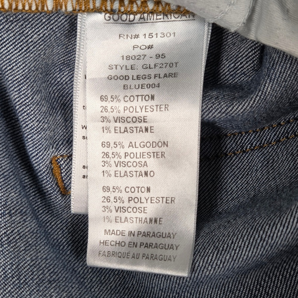 Good American Good Legs Flare Jeans Size 15 Blue High Rise‎ Stretch GLF270T - Picture 7 of 8
